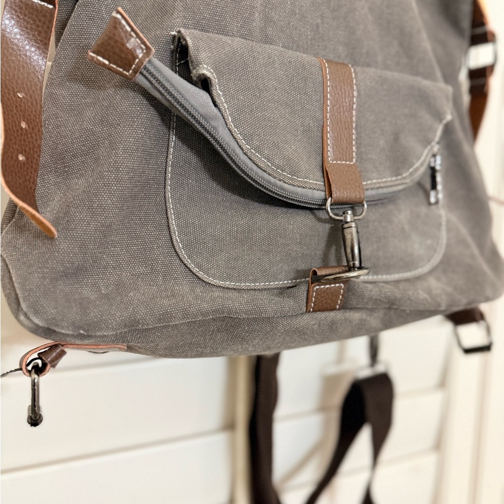 Stylish Brown Canvas Backpack - Picture 3 of 3